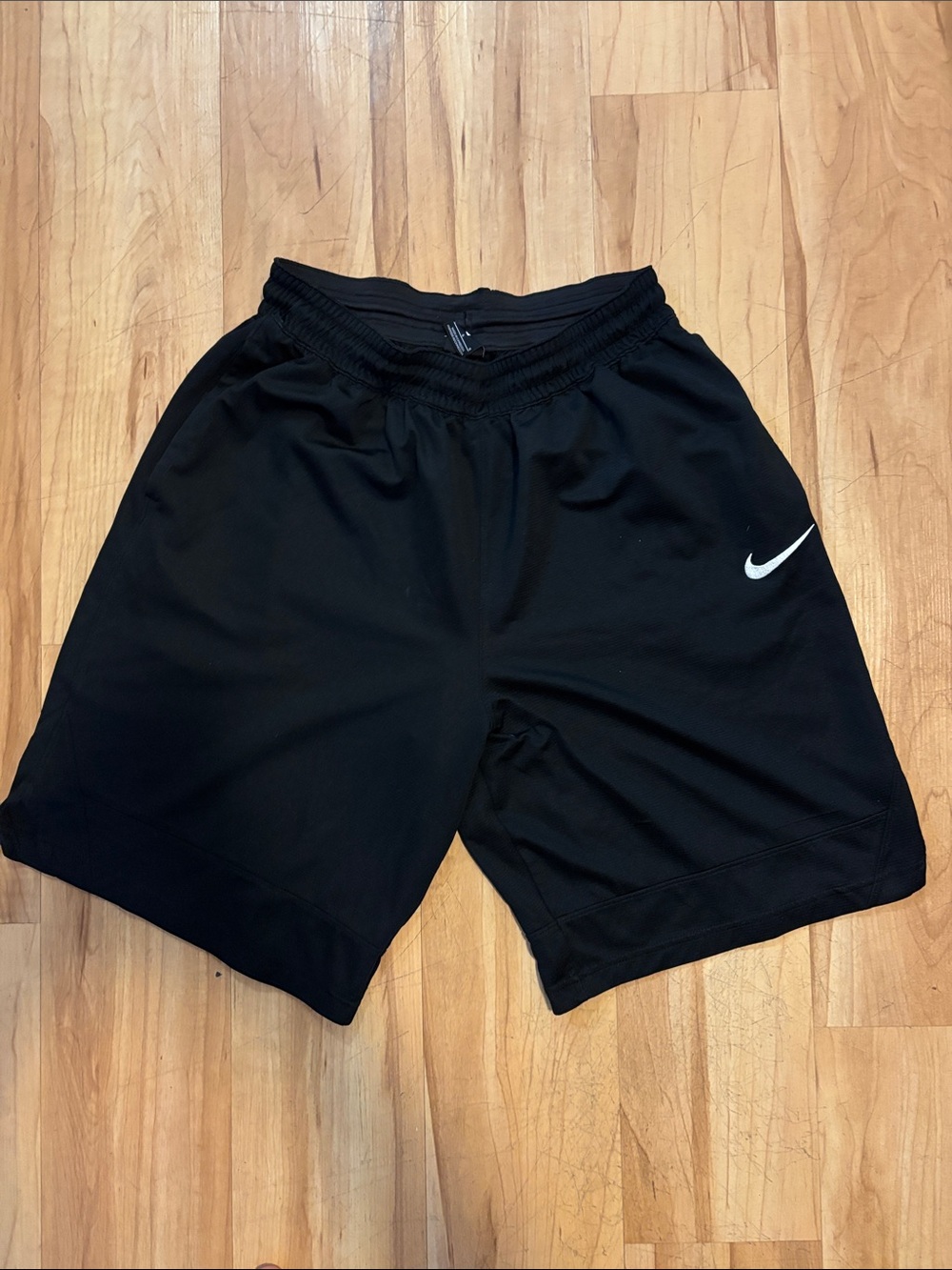 Nike Black Athletic Training Shorts with White Swoosh
